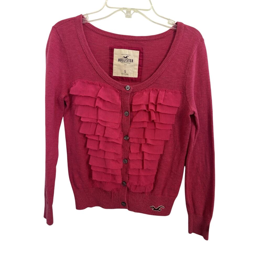 Y2K Hollister Pink Ruffle Cardigan Size Small Bella Swan Elena Gilbert Vintage